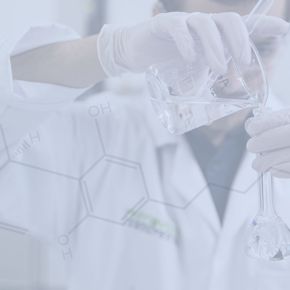 scientist with equipment and solution